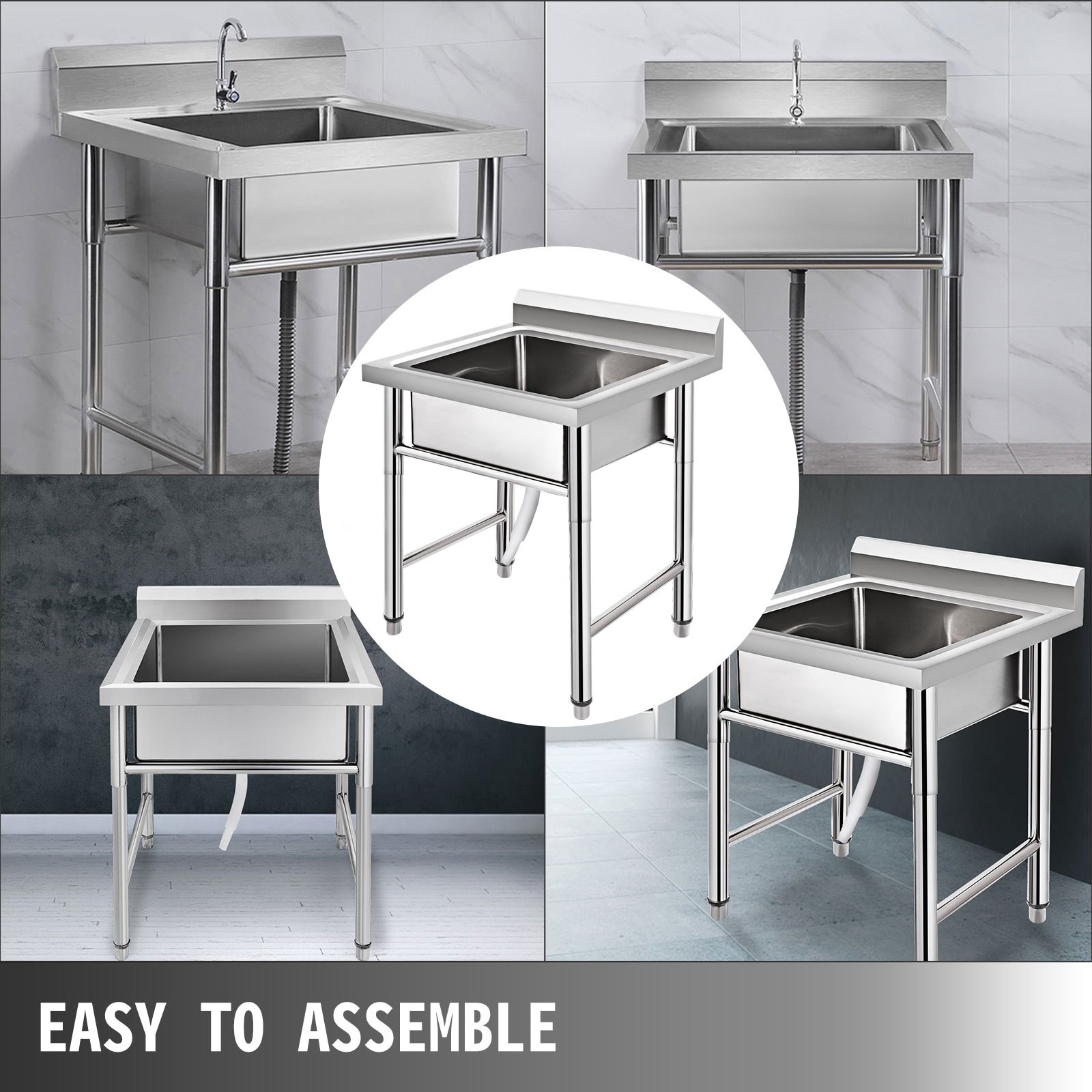 Spültisch 1 Becken M- 0,75x0,75m Edelstahlspültisch Edelstahl Gastro Spüle Tisch