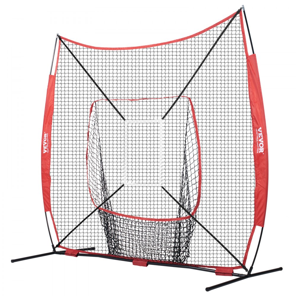 VEVOR 244 x 106 x 211 cm Baseball-Softball-Übungsnetz, Baseball-Trainingsnetz, Schlagen, Fangen, Pitchen, Backstop-Baseballausrüstung mit Bogenrahmen, Tragetasche, Schlagzone, Ball, Ballsammler