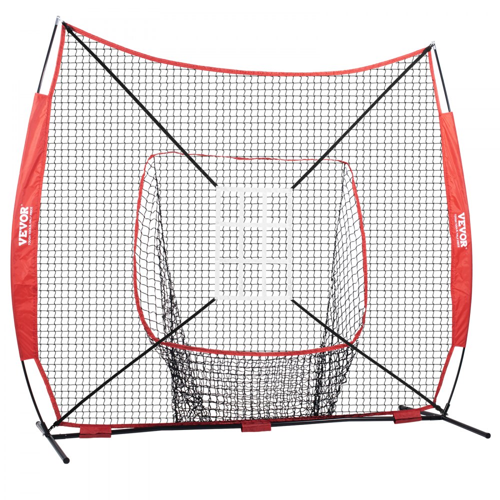VEVOR 244 x 106 x 211 cm Baseball-Softball-Übungsnetz, Baseball-Trainingsnetz, Schlagen, Fangen, Pitchen, Backstop-Baseballausrüstung mit Bogenrahmen, Tragetasche, Schlagzone, Ball, Ballsammler