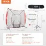 VEVOR 244 x 106 x 211 cm Baseball-Softball-Übungsnetz, tragbares Baseball-Trainingsnetz, Schlagen, Fangen, Pitchen, Backstop-Baseballausrüstung mit Bogenrahmen, Tragetasche, Schlagzone, Rotem Ball.