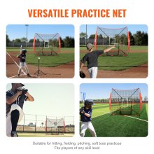 VEVOR 2134 x 2134 mm Pitching Net Pitching Target mit Strike Zone, Baseball & Softball 9 Loch Trainingsgeräte für Jugendliche & Erwachsene, Baseball Pitching Net Tragbares Schnellmontage-Design(Nur Netz, ohne Stützrahmen)