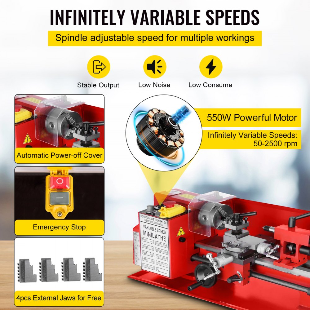 Metalldrehmaschine Drehmaschine 2500rpm Metal Lathe Gewindeschneiden Wholesale