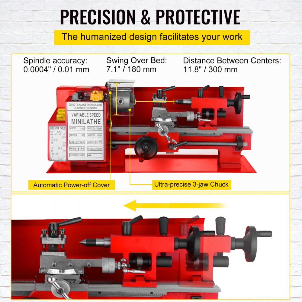 Metalldrehmaschine Drehmaschine 2500rpm Metal Lathe Gewindeschneiden Wholesale