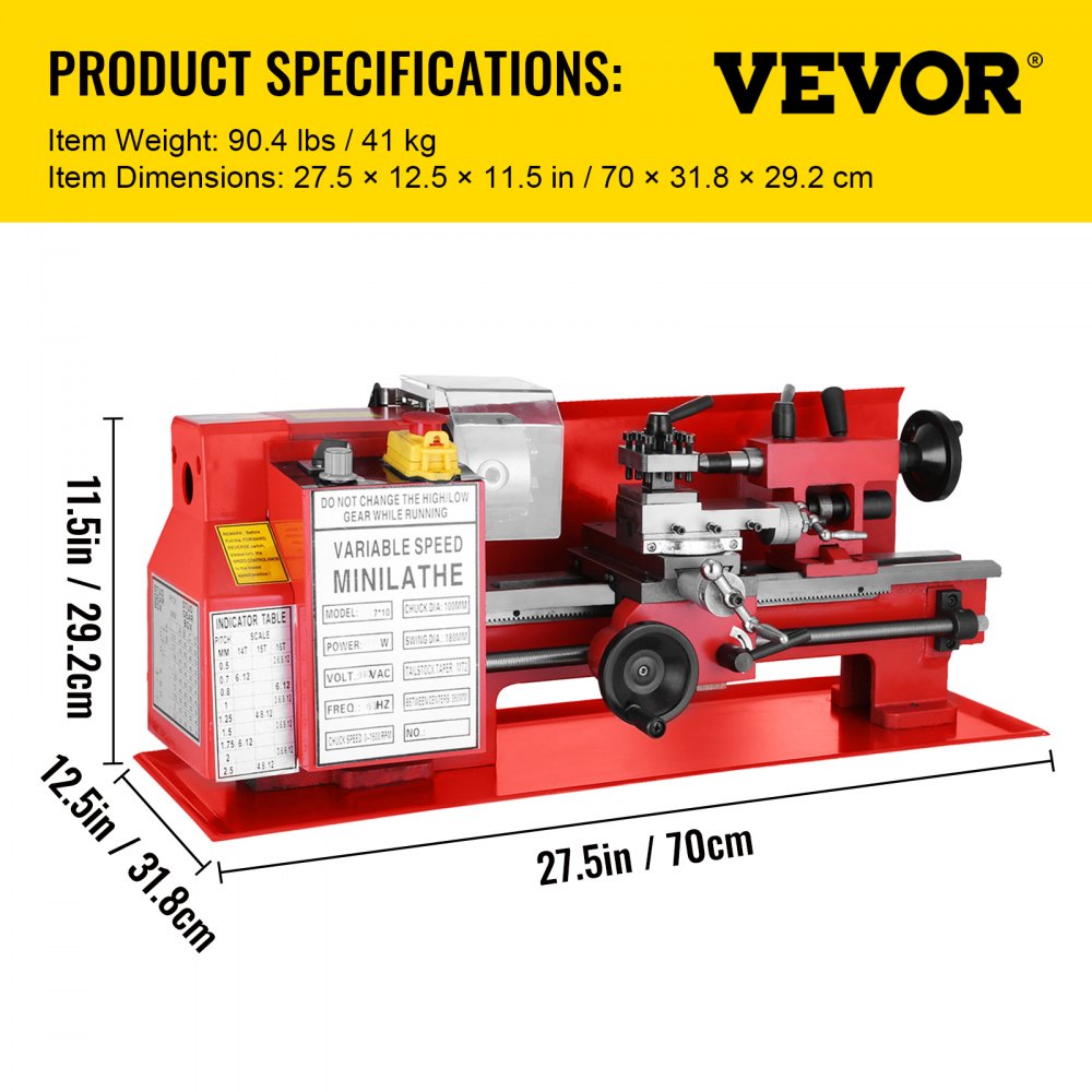 Metalldrehmaschine Drehmaschine 2500rpm Metal Lathe Gewindeschneiden Wholesale