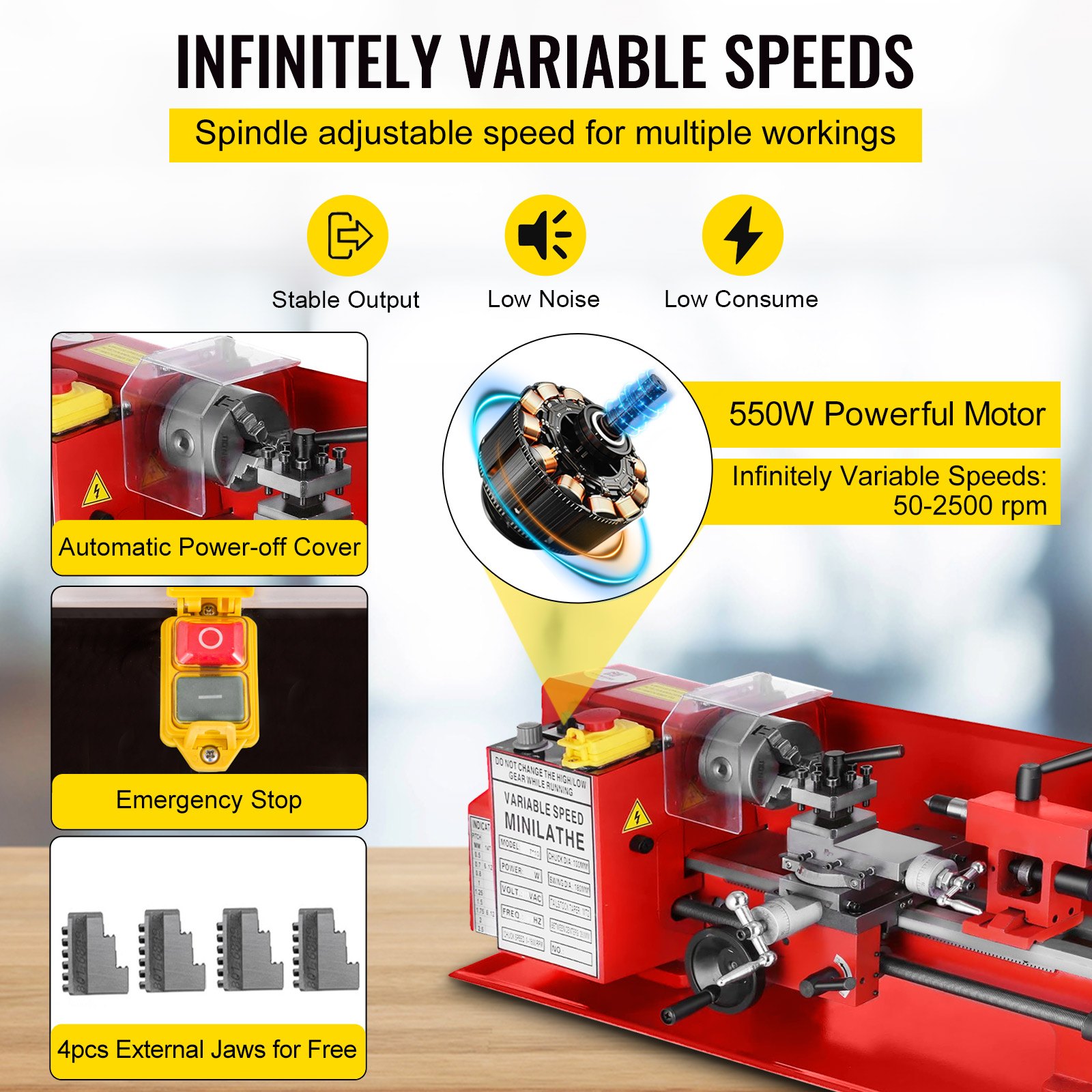 Metalldrehmaschine Drehmaschine 2500rpm Metal Lathe Gewindeschneiden Wholesale