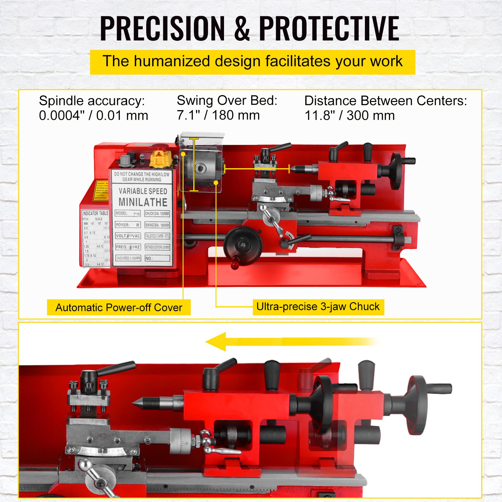 Metalldrehmaschine Drehmaschine 2500rpm Metal Lathe Gewindeschneiden Wholesale