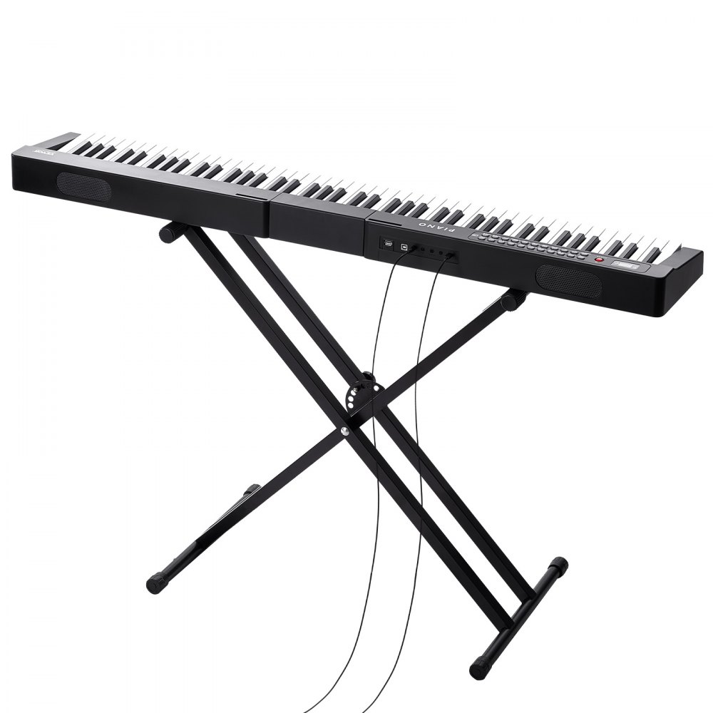 VEVOR Digitales Klavier mit 88 Tasten, halbgewichtete Tasten, Klavierset mit verstellbarem Ständer, integrierten Lautsprechern, Sustain-Pedal, Kopfhörern, Bluetooth, MIDI, USB für Anfänger