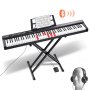 VEVOR Digitales Klavier mit 88 Tasten, halbgewichtete Tasten, Klavierset mit verstellbarem Ständer, integrierten Lautsprechern, Sustain-Pedal, Kopfhörern, Bluetooth, MIDI, USB für Anfänger