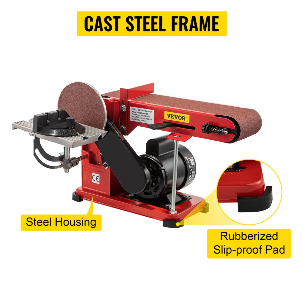 VEVOR Bandschleifmaschine, 375 W Belt Disc Sander Combo Band Tellerschleifer, 915×100 mm Riemengröße Band und Scheiben Schleifmaschine, 150 mm Scheibenφ Stand-Band-Tellerschleifer, Polierwerkzeuge