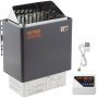 VEVOR Saunaofen 9 KW, Sauna Elektroherd 380 V - 415 V, Edelstahlsaunaofen, Elektrischer Saunaofen 2 Modi (Temperatur, Zeit), mit Externem Steuergerät und 3M-Temperatursensor für Zuhause Hotel Sauna Spa Dusche Bad