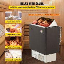 VEVOR Saunaofen 9 KW, Sauna Elektroherd 380 V - 415 V, Edelstahlsaunaofen, Elektrischer Saunaofen 2 Modi (Temperatur, Zeit), mit Externem Steuergerät und 3M-Temperatursensor für Zuhause Hotel Sauna Spa Dusche Bad