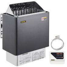 VEVOR Saunaofen 9 KW, Sauna Elektroherd 380 V - 415 V, Edelstahlsaunaofen, Elektrischer Saunaofen 2 Modi (Temperatur, Zeit), mit Externem Steuergerät und 3M-Temperatursensor für Zuhause Hotel Sauna Spa Dusche Bad