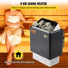 VEVOR Saunaofen 9 KW, Sauna Elektroherd 380 V - 415 V, Edelstahlsaunaofen, Elektrischer Saunaofen 2 Modi (Temperatur, Zeit), mit Externem Steuergerät und 3M-Temperatursensor für Zuhause Hotel Sauna Spa Dusche Bad