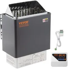 VEVOR Saunaofen 9 KW, Sauna Elektroherd 380 V - 415 V, Edelstahlsaunaofen, Elektrischer Saunaofen 2 Modi (Temperatur, Zeit), mit Externem Steuergerät und 3M-Temperatursensor für Zuhause Hotel Sauna Spa Dusche Bad