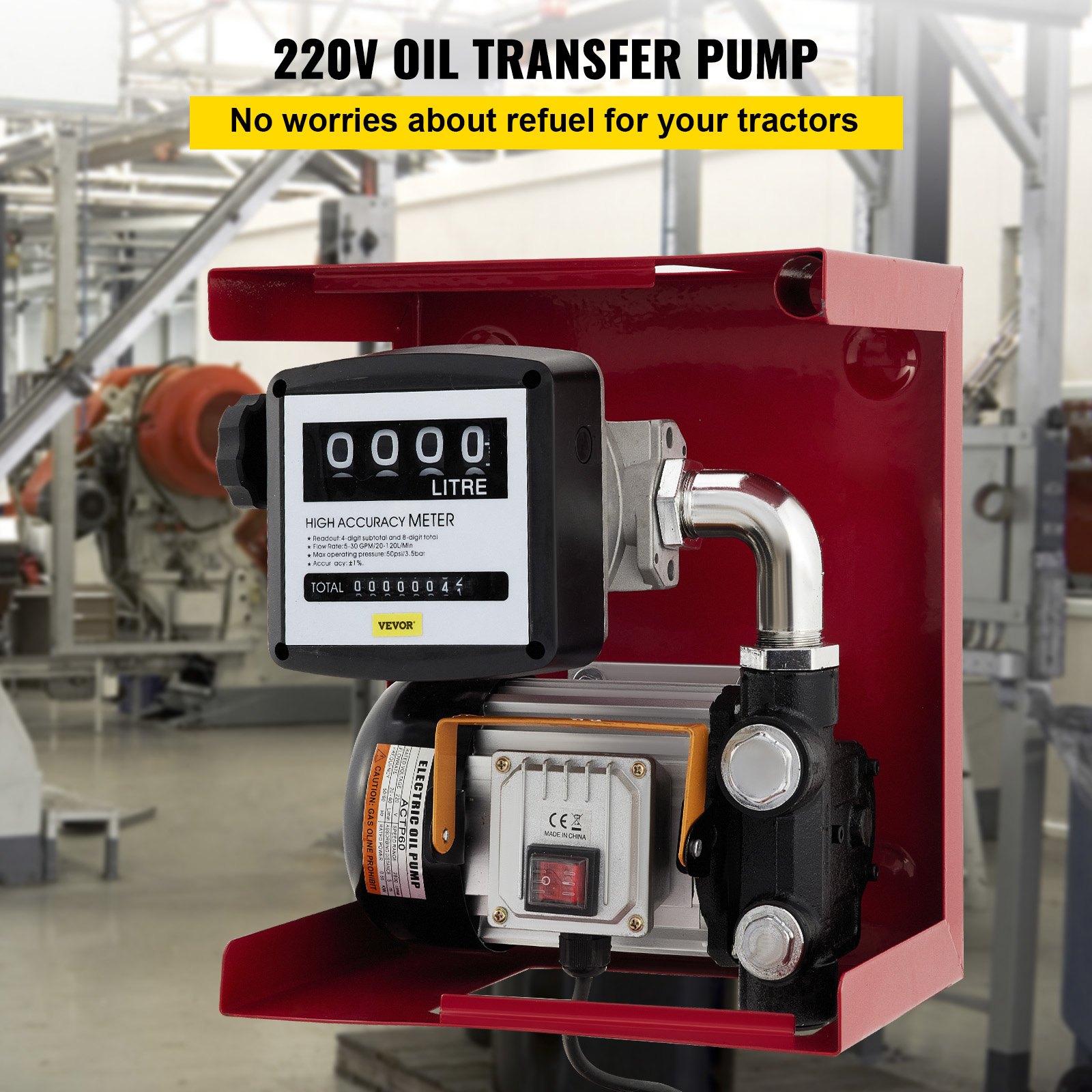 VEVOR Dieselpumpe selbstansaugend 60L/min, 550W Dieselpumpe Heizölpumpe selbstansaugend, 220V Selbstansaugende Ölpumpe, Diesel Kraftstoff-Umfüllpumpe