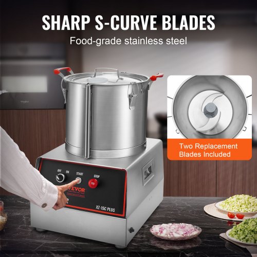 VEVOR Gemüseschneider Elektrischer Obstschneider 1400 W, Gemüse Schneiden 17,62 L Edelstahl Multischneider für Obst und Gemüse, Hotels, Salatläden,