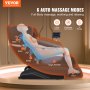 VEVOR-Massagesessel – Ganzkörper-Schwerelosigkeitssessel mit mehreren Automatischen Modi, 3D-Shiatsu, Heizung, Bluetooth-Lautsprecher, Airbag, Fußrolle und Touchscreen