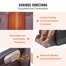VEVOR-Massagesessel – Ganzkörper-Schwerelosigkeitssessel mit mehreren Automatischen Modi, 3D-Shiatsu, Heizung, Bluetooth-Lautsprecher, Airbag, Fußrolle und Touchscreen