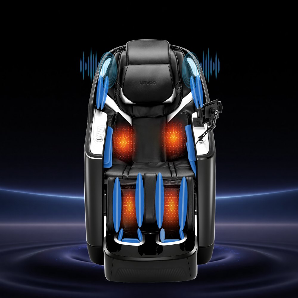 VEVOR Massagesessel Ganzkörpermassagesessel 0 Gravity mit SL-Schiene & Yoga-Stretch-Modus, Relaxsessel mit Heizung & elektrischem Pedal & 36 Airbags & TFT-Bildschirm & Armlehnentasten 3D/4D Massage