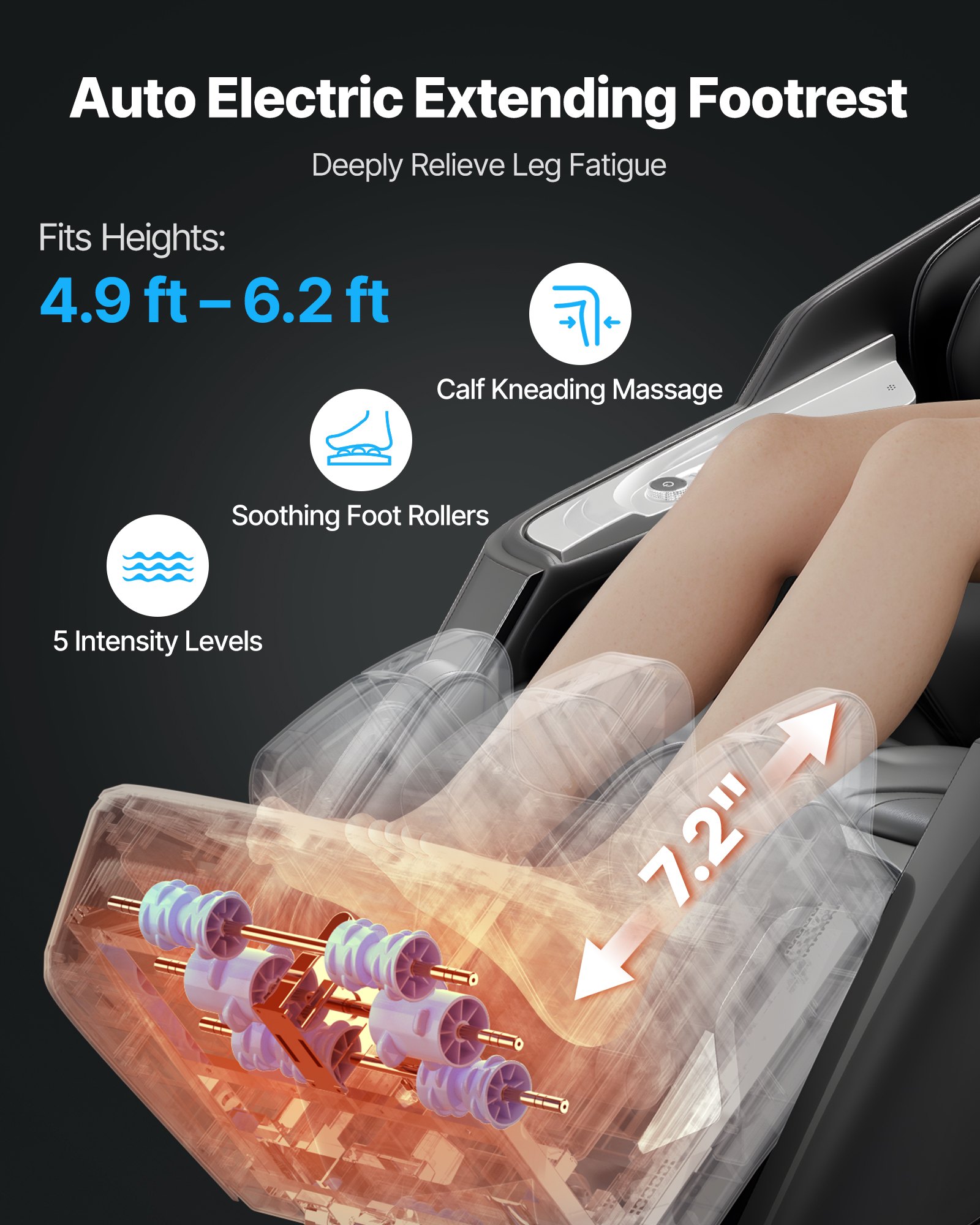 VEVOR Massagesessel Ganzkörpermassagesessel 0 Gravity mit SL-Schiene & Yoga-Stretch-Modus, Relaxsessel mit Heizung & elektrischem Pedal & 36 Airbags & TFT-Bildschirm & Armlehnentasten 3D/4D Massage