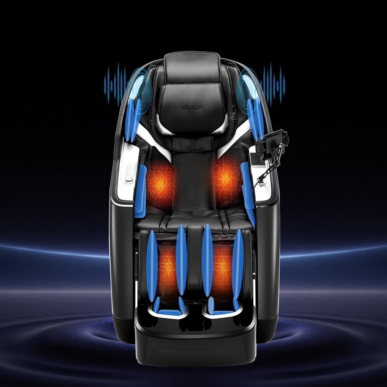 VEVOR Massagesessel Ganzkörpermassagesessel 0 Gravity mit SL-Schiene & Yoga-Stretch-Modus, Relaxsessel mit Heizung & elektrischem Pedal & 36 Airbags & TFT-Bildschirm & Armlehnentasten 3D/4D Massage