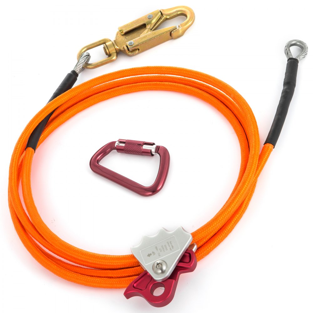 Climb Right 1/2" x 8' Lanyard Kit mit Stahlkern Flipline 75221 Swivel Snap Arborist