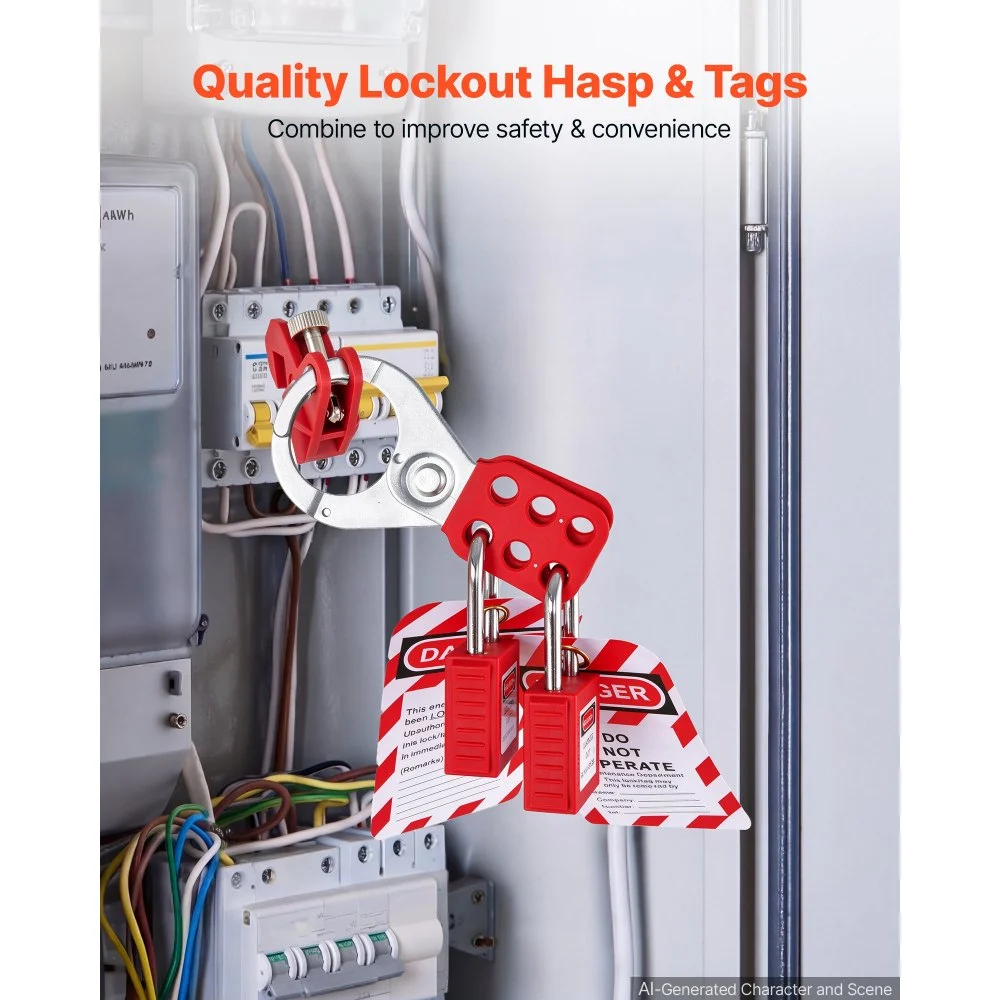 VEVOR 42-teiliges Lockout-Tagout-Kits, elektrisches Sicherheits-Loto-Kit, enthält Vorhängeschlösser, 5 Arten von Lockouts, Haspen, Anhänger und Kabelbinder, Box, Lockout-Sicherheitswerkzeuge für die B