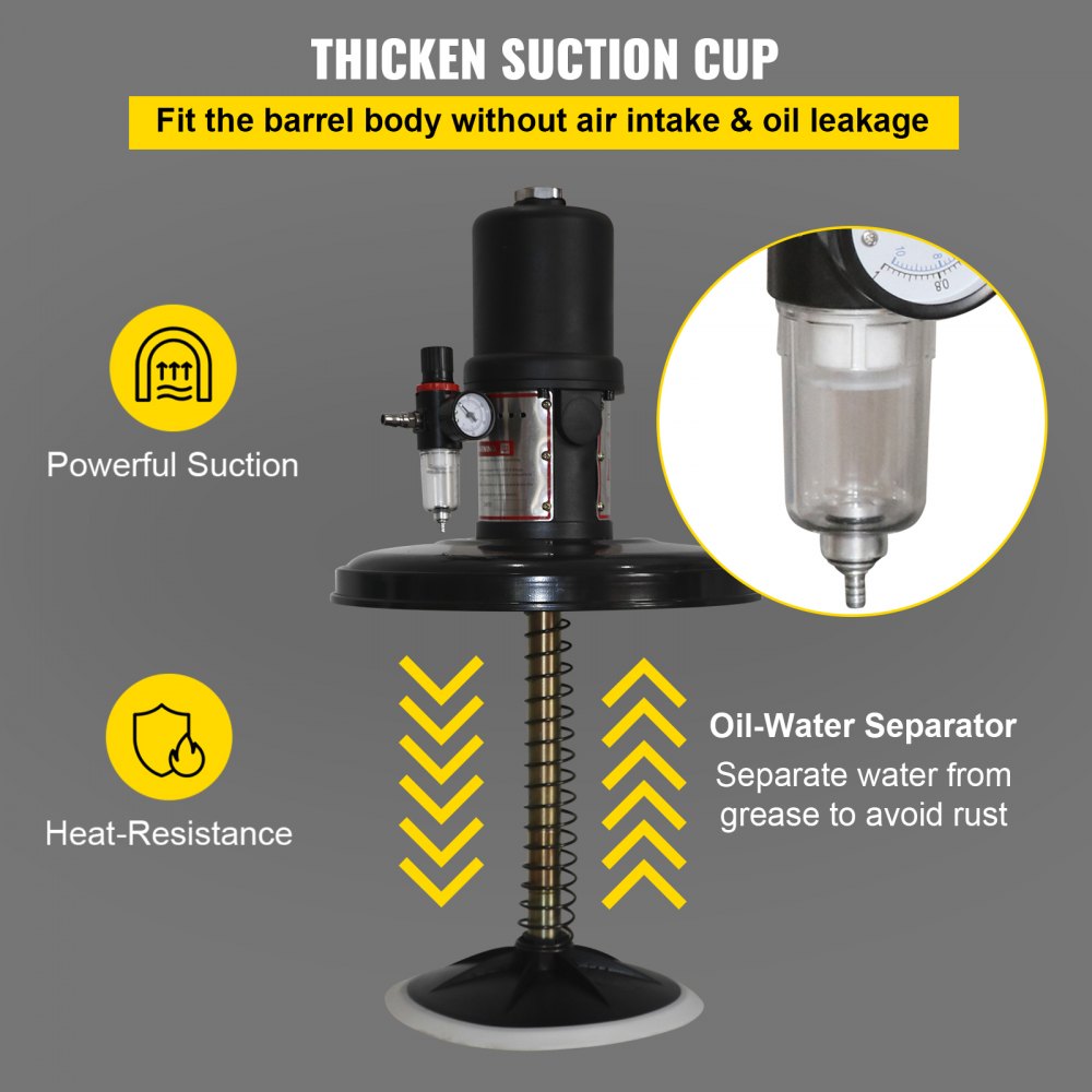VEVOR Pneumatische Abschmierpresse Fettpresse 40 L Schmiereimer 0,48-0,52 Mpa Druckverhältnis 80: 1 Fahrbare Fettpumpe 1,3 L / min Schwenkbarer