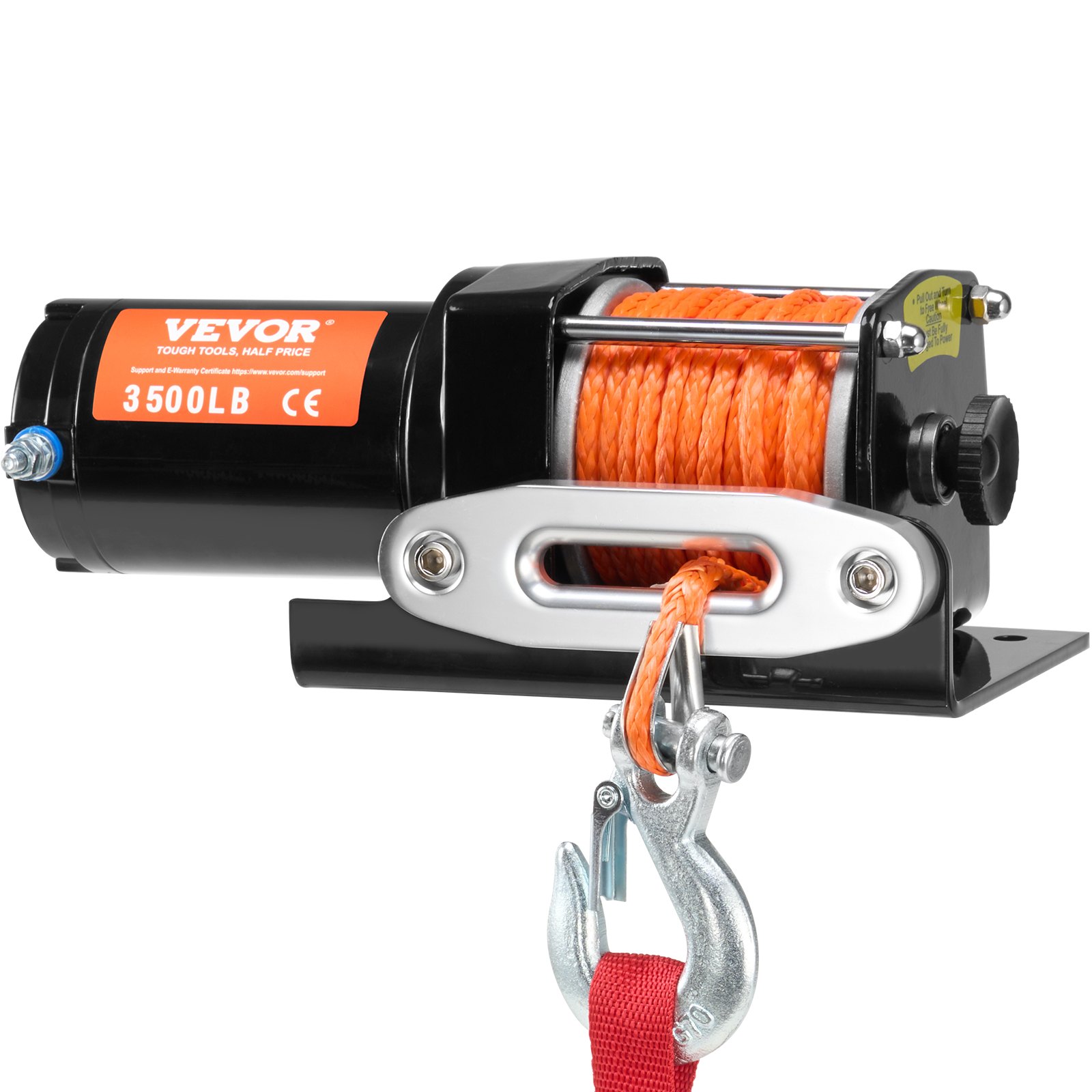 VEVOR Elektrische Seilwinde, 3500 lb Seilzugkapazität, 12 V DC ATV/UTV-Winde mit Φ3/16 Zoll x 39 Fuß 12 Strängen Synthetikseil, Aluminium-Seilführung, kabelgebundene Fernbedienung, IP55 wasserdicht zum Schleppen von UTV, ATV, Boot