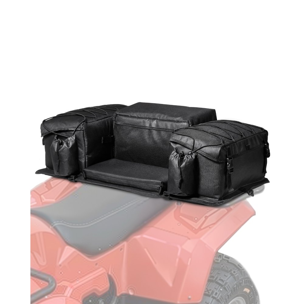 VEVOR ATV Heckaufbewahrungstasche Hecktasche Heckfrachttasche (50 L) mit Schwamm-Sitzkissen & Flaschenhalter, Rücksitz-Ausrüstungstasche, passend für die meisten ATVs UTVs mit Gepäckträger