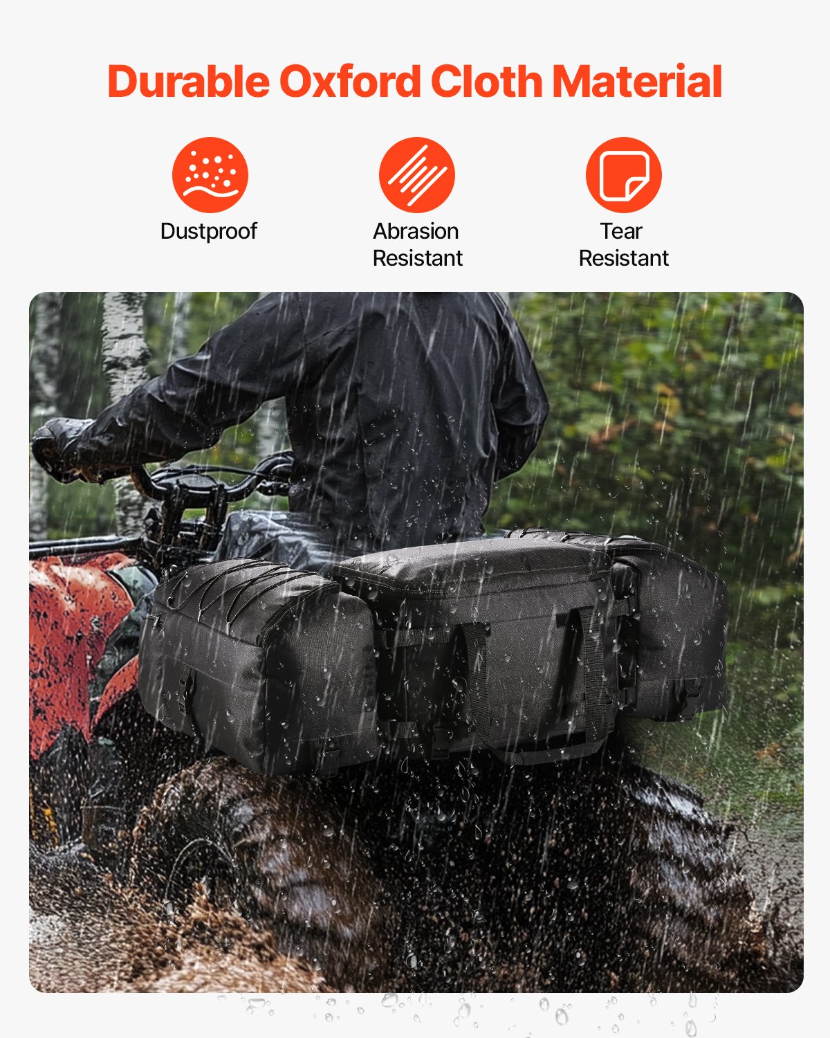 VEVOR ATV Heckaufbewahrungstasche Hecktasche Heckfrachttasche (74 L) mit Kühlisoliertasche, Rücksitz-Ausrüstungstasche, passend für die meisten ATVs UTVs mit Gepäckträger schwarz