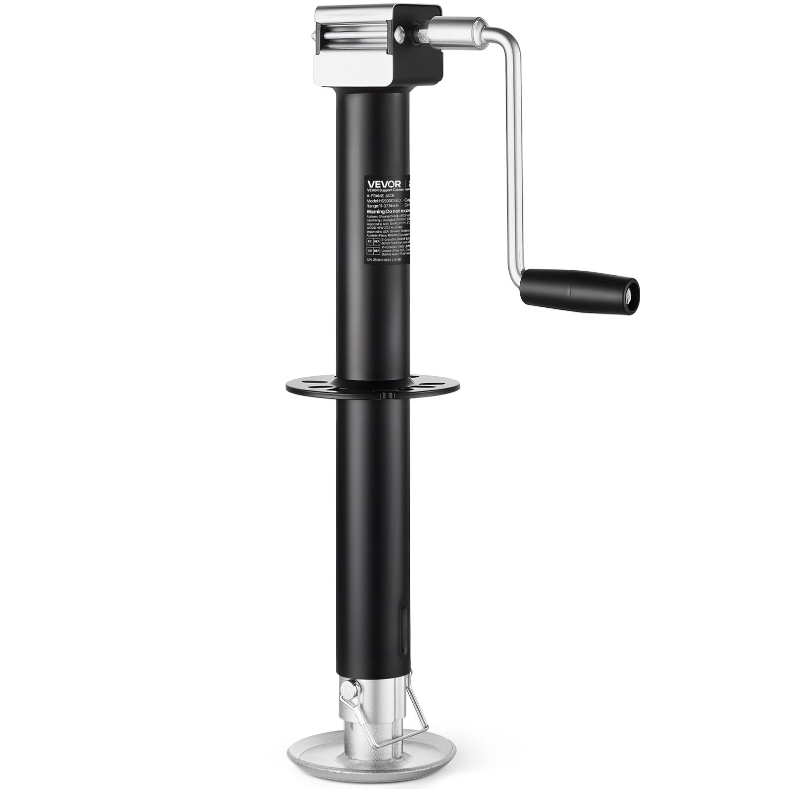 VEVOR A-Rahmen-Anhängerheber 2267 kg, 381mm Hub, Anhängerstütze mit verstellbarem 7-stufigem Fallbein & Bohrerbuchse, kompatibel mit Akku-Bohrer, für Wohnmobil-, Nutzfahrzeug- & Yachtanhänger