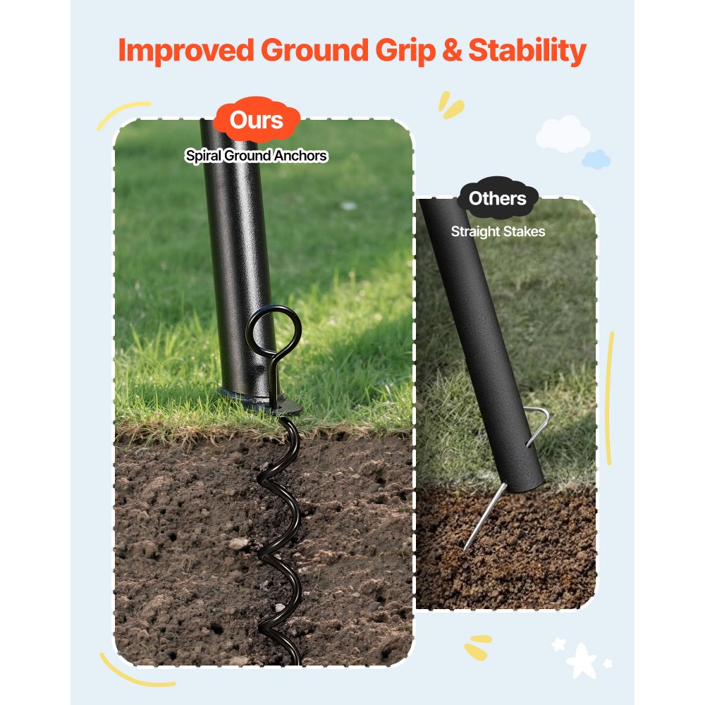 VEVOR Gartenschaukel mit A-förmigem Metallgestell, Schaukelsitz (101,6 cm Groß), bis zu 199,6 kg Tragkraft, Schaukelset Outdoor, Verstärkt mit Spiralförmigen Bodenankern, Tellerschaukel Schwarz Blau