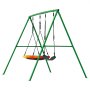 VEVOR Gartenschaukel mit A-förmigem Metallgestell, Doppelschaukel (1 Tellerschaukel & 1 Gurtschaukel), bis zu 199,6 kg Tragkraft, Schaukelset Outdoor, Verstärkt mit Spiralförmigen Bodenankern