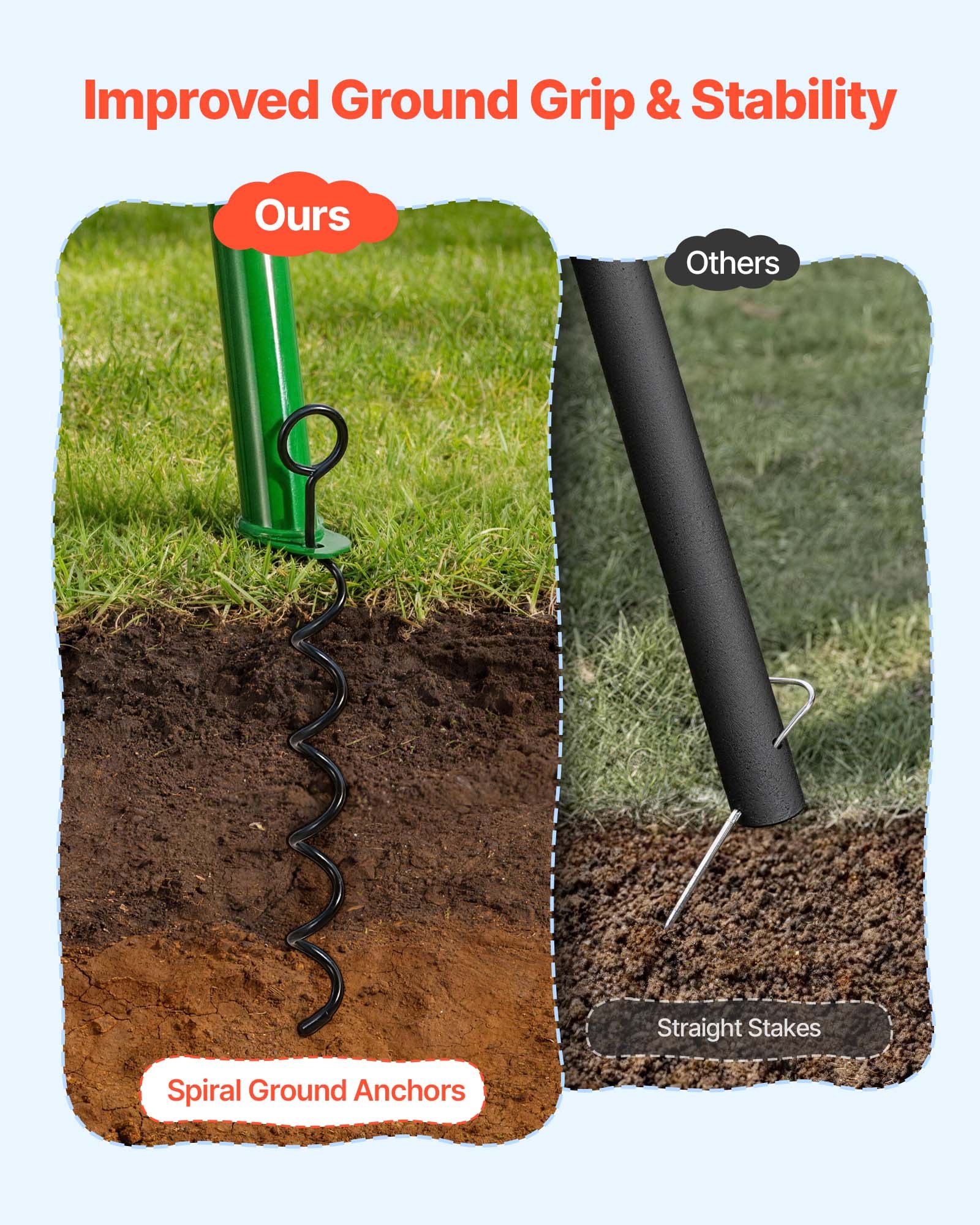 VEVOR Gartenschaukel mit A-förmigem Metallgestell, Doppelschaukel (1 Tellerschaukel & 1 Gurtschaukel), bis zu 199,6 kg Tragkraft, Schaukelset Outdoor, Verstärkt mit Spiralförmigen Bodenankern