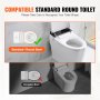 VEVOR Toilettensitzerhöhung, 88,9 mm Hoch, Tragkraft 136 kg, für Runde Standardtoiletten, Aluminium-Handlauf, mit EVA-Armlehnenpolster, für Senioren, Behinderte, Patienten, Schwangere, Mediziner
