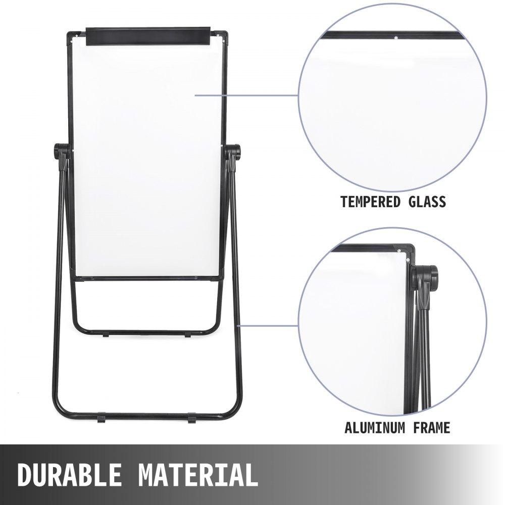 91x61cm Flipchart Whiteboard Magnettafel Höhenverstellbar U-ständ Doppelseitig