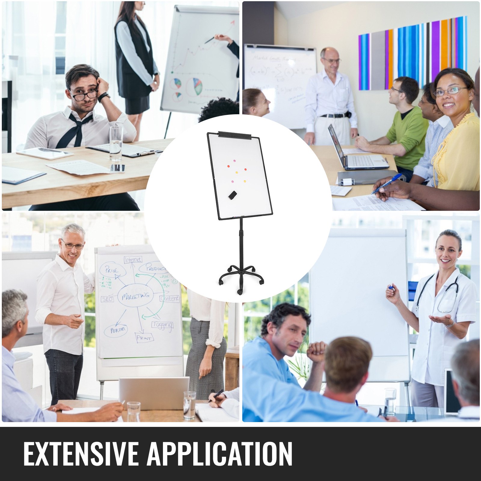 70x100cm Flipchart Whiteboard Magnettafel Höhenverstellbar Mobiler Stand