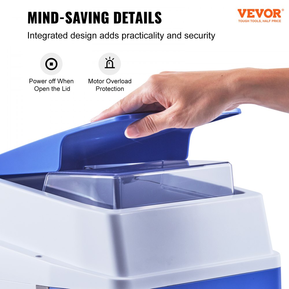 VEVOR Eiszerkleinerungsmaschine Eisrasiermaschine Eisrasierer 120 kg/h, ABS Eiszerkleinerungsrasierer 650 W, 290x390x440 mm Energieeinsparung Hersteller mit Kunststoffschale & 4 Klingen