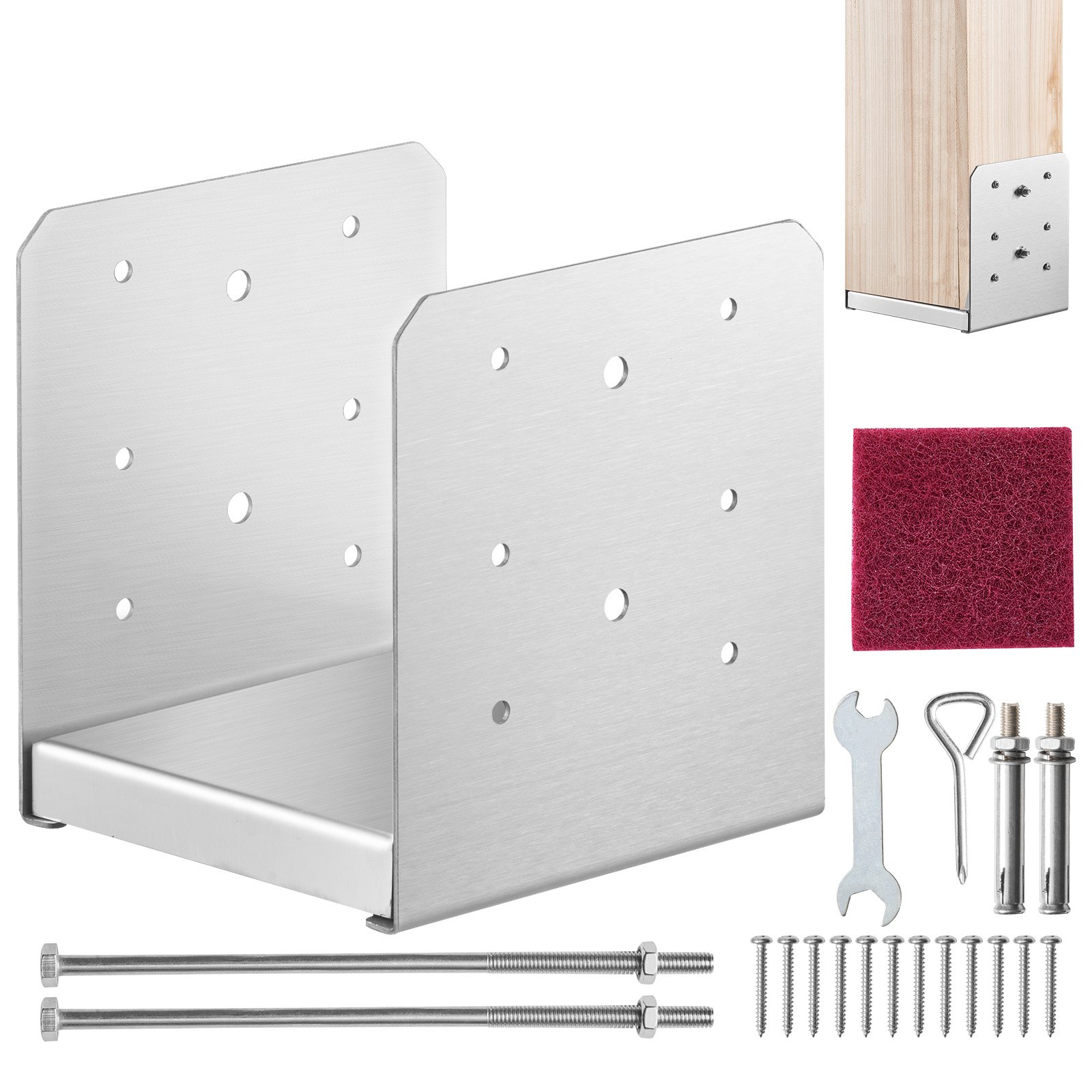 VEVOR Aufschraubhülse 149 x 143 x 160 mm U Pfostenträger aus Edelstahl mit Sprühbeschichtung Pfostenschuh mit einer 23 mm dicken Deckplatte Pfosten Ideal für Pergolen Verandageländern