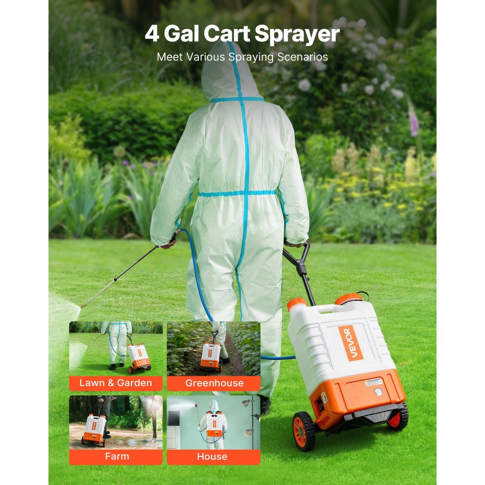 VEVOR Rückensprühgerät Gartensprüher Sprühgerät mit 15 L Reservoir 0–94 PSI