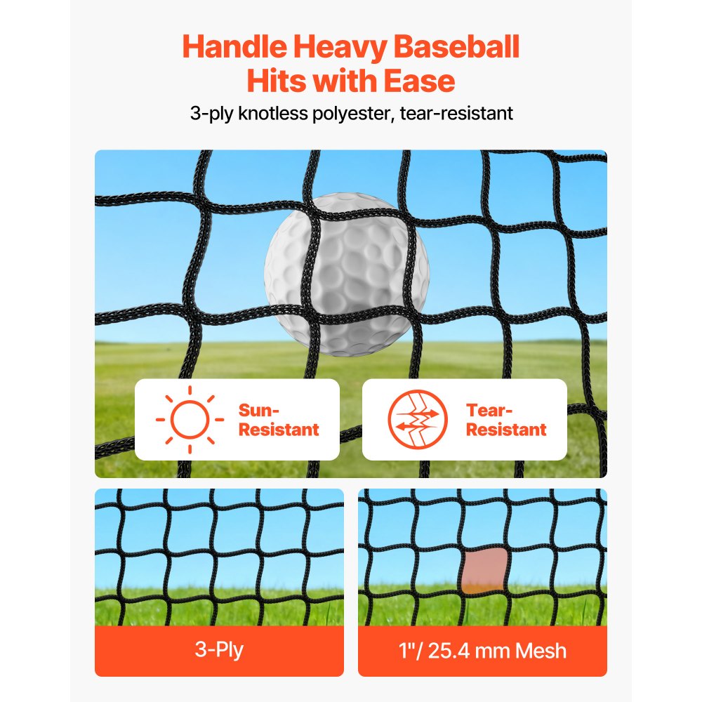 VEVOR Golf-Schlagkäfig 305x305x305 cm, Abschlagkäfig mit 3-lagigem & Knotenlosem Polyestergewebe, Golf- und 9-Loch-Baseballziel, Golf-Schlagnetz Trainingsnetz Übungsnetz für Outdoor Indoor