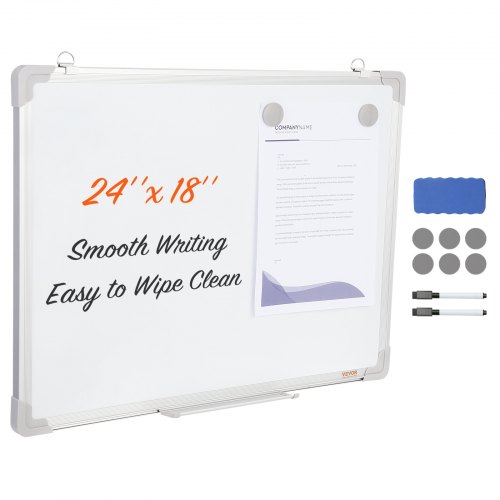 VEVOR Whiteboard Magnettafel mit Stiftablage 457 x 610 mm, Whiteboard inkl. 2 Whiteboard-Stifte +6 Magnete + 1 Magnetische Löscher, White Board Trocken Abwischbares Memoboard, für Büro, Schule usw.
