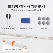 VEVOR Whiteboard Magnettafel mit Stiftablage 457 x 610 mm, Whiteboard inkl. 2 Whiteboard-Stifte +6 Magnete + 1 Magnetische Löscher, White Board Trocken Abwischbares Memoboard, für Büro, Schule usw.