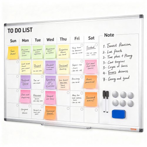 VEVOR Kalender Whiteboard Beschreibbare Magnettafel 915 x 610 mm, Memoboard Whiteboard inkl. 2 Whiteboard-Stifte +6 Magnete + 1 Magnetische Löscher, White Board Trocken Abwischbares To-do-Liste Büro