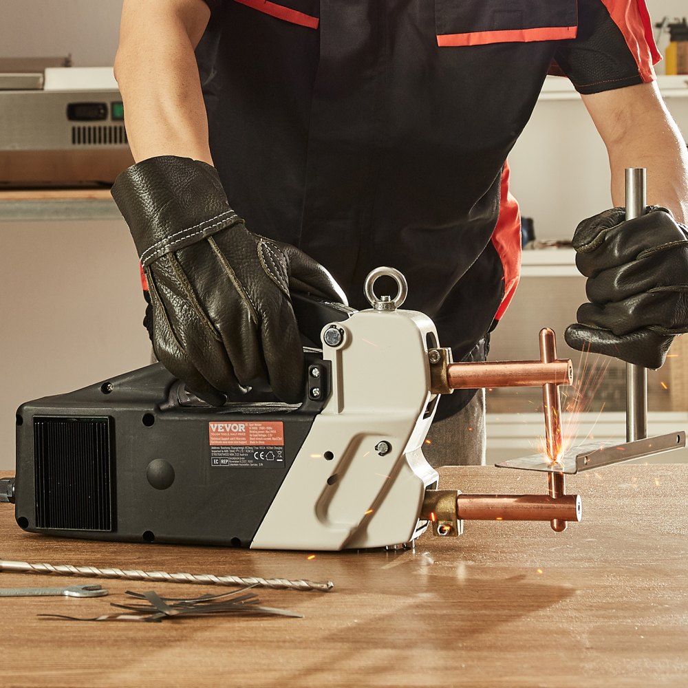 VEVOR Tragbares Punktschweißgerät, 0,4064 cm Punktschweißgerät mit 9,2 KVA Eingangsleistung, Handgeführtes Punktschweißgerät mit Schweißspitze für Bleche für Kohlenstoffstahl, Edelstahl, Aluminiumblec