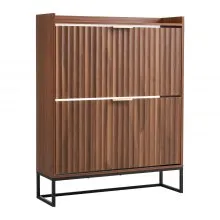 VEVOR Schuhschrank mit 2 Klappen, platzsparender Schuhkipper & Kippschutz, freistehender Schuhregal-Organizer für den Eingang Flur Wohnzimmer Veranda, Schuhregal 80 x 24 x 100 cm Braun