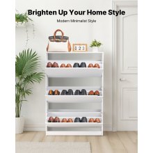 VEVOR Schuhschrank mit 3 Klappen, platzsparender Schuhkipper, freistehender Schuhregal-Organizer für den Eingang Flur Wohnzimmer Veranda, modernes Schuhregal 800 x 220 x 1165 mm Weiß