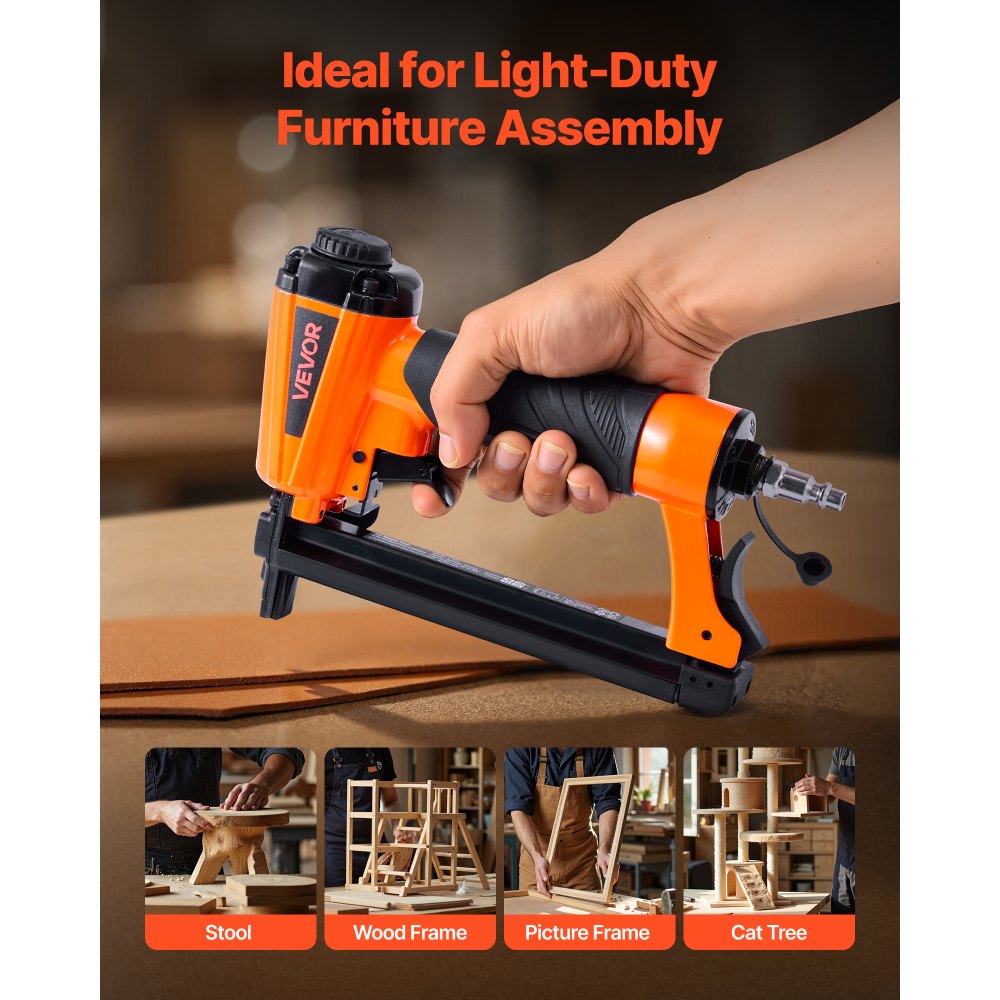 VEVOR Pneumatic Staple Gun, 20 Gauge T50 Pneumatic Upholstery Stapler for 10.8mm Crown 4mm-16mm Length Staples, 70-110 PSI Air Staple Gun for Woodworking, Upholstering, Fabric, Crafts, DIY Projects