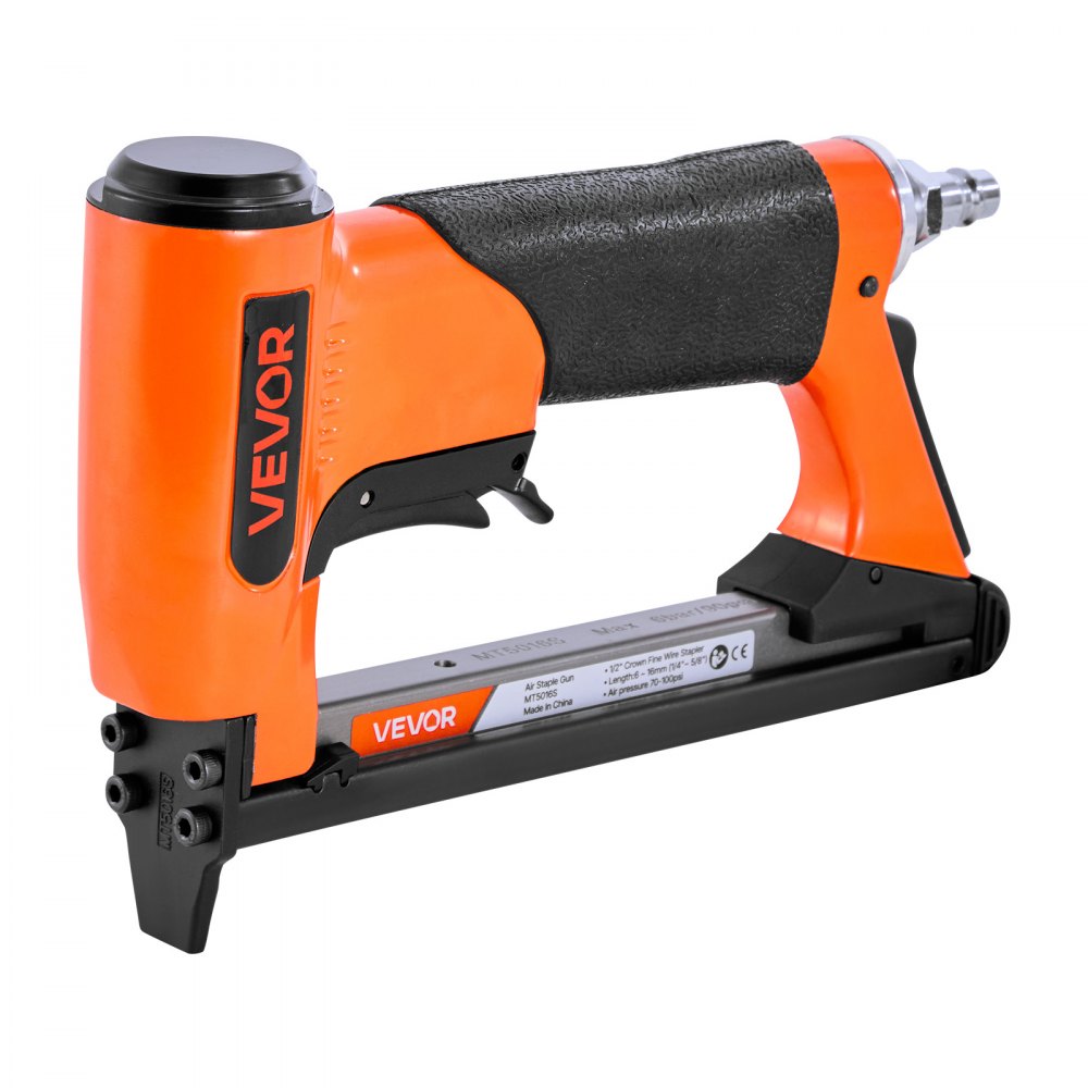VEVOR Druckluftnagler, Drucklufttacker für Feindrahtklammern der Serie 50, 12,8 mm Krone, 6-16 mm Länge, max. 110 Stk. Druckluft Nagelpistole für Polsterarbeiten, Holzarbeiten, Heimwerkerprojekte